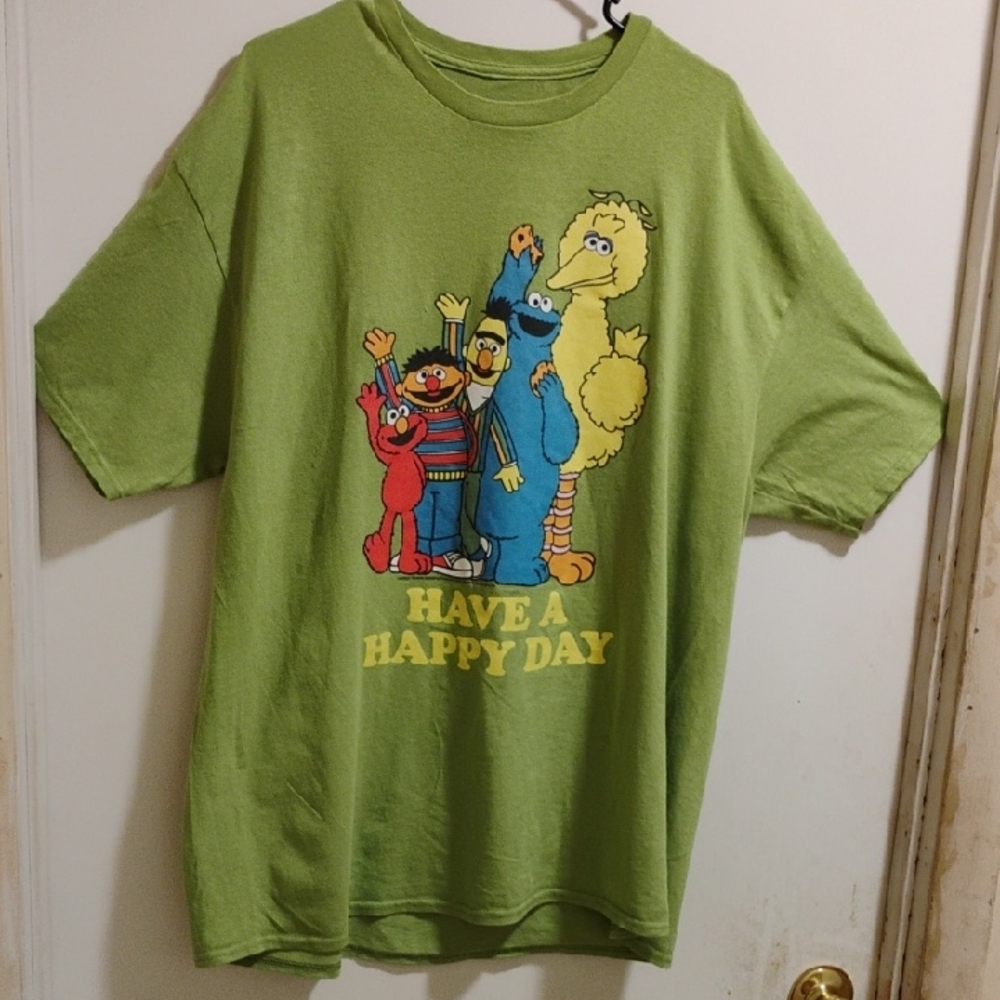 Have A Happy Day Sesame Street Tee - Lime Green
